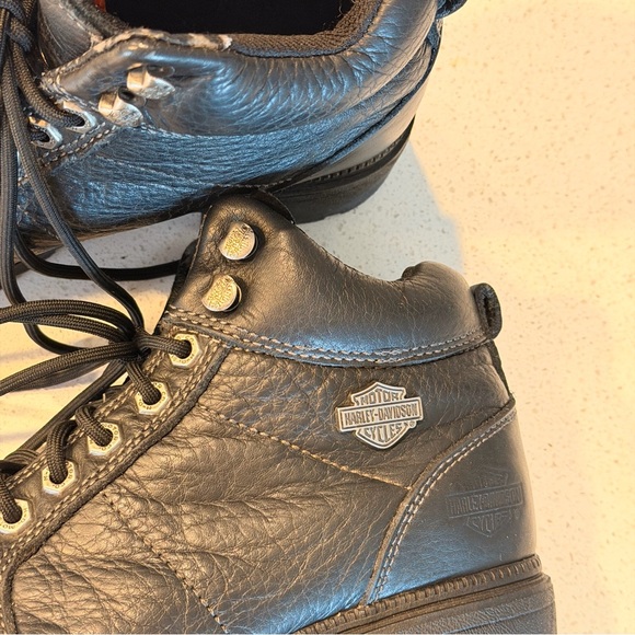 Harley Davidson Tyler Moto Biker Boots Black Leather Lace Up Women’s 38 / US 7 - Picture 8 of 11